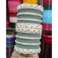 Pooja Bangles Royal Austrian Stone And Pearl Designer Bangles Set