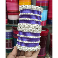 Pooja Bangles Royal Austrian Stone And Pearl Designer Bangles Set