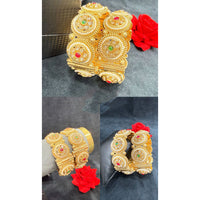 Pooja Bangles Graceful Pota Stone And Pearl Openable Bangles Set