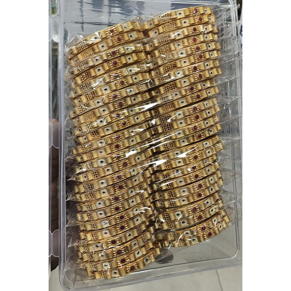 Pooja Bangles Premium Pota Stone And Meenakari Designer Bangles Set