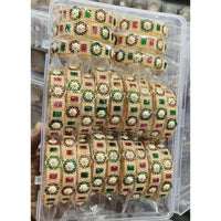 Pooja Bangles Premium Pota Stone Pearl And Meenakari Designer Bangles Set