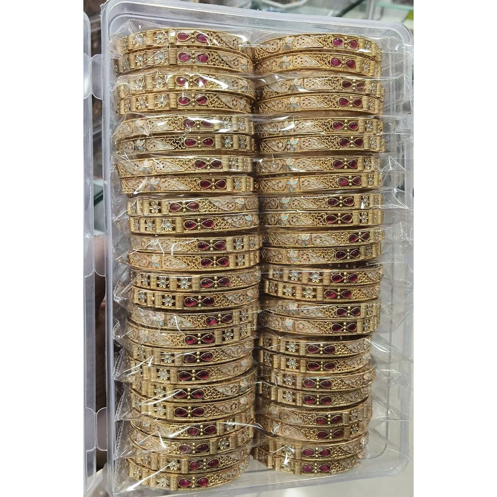 Pooja Bangles Premium Pota Stone And Meenakari Designer Bangles Set