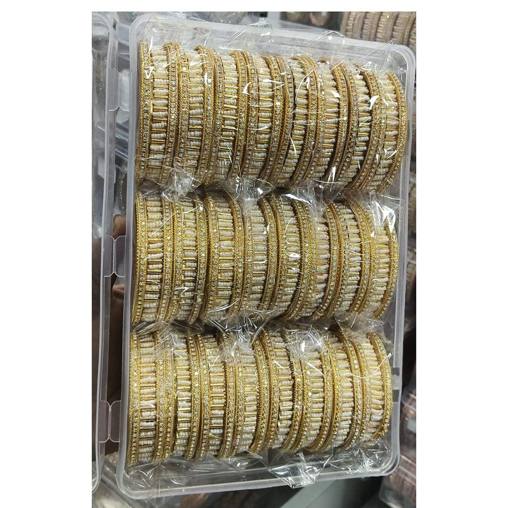 Pooja Bangles Radiant Austrian Stone And Pearl Bangles Set