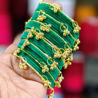 Pooja Bangles Premium Velvet Ghungroo Designer Bangles Set