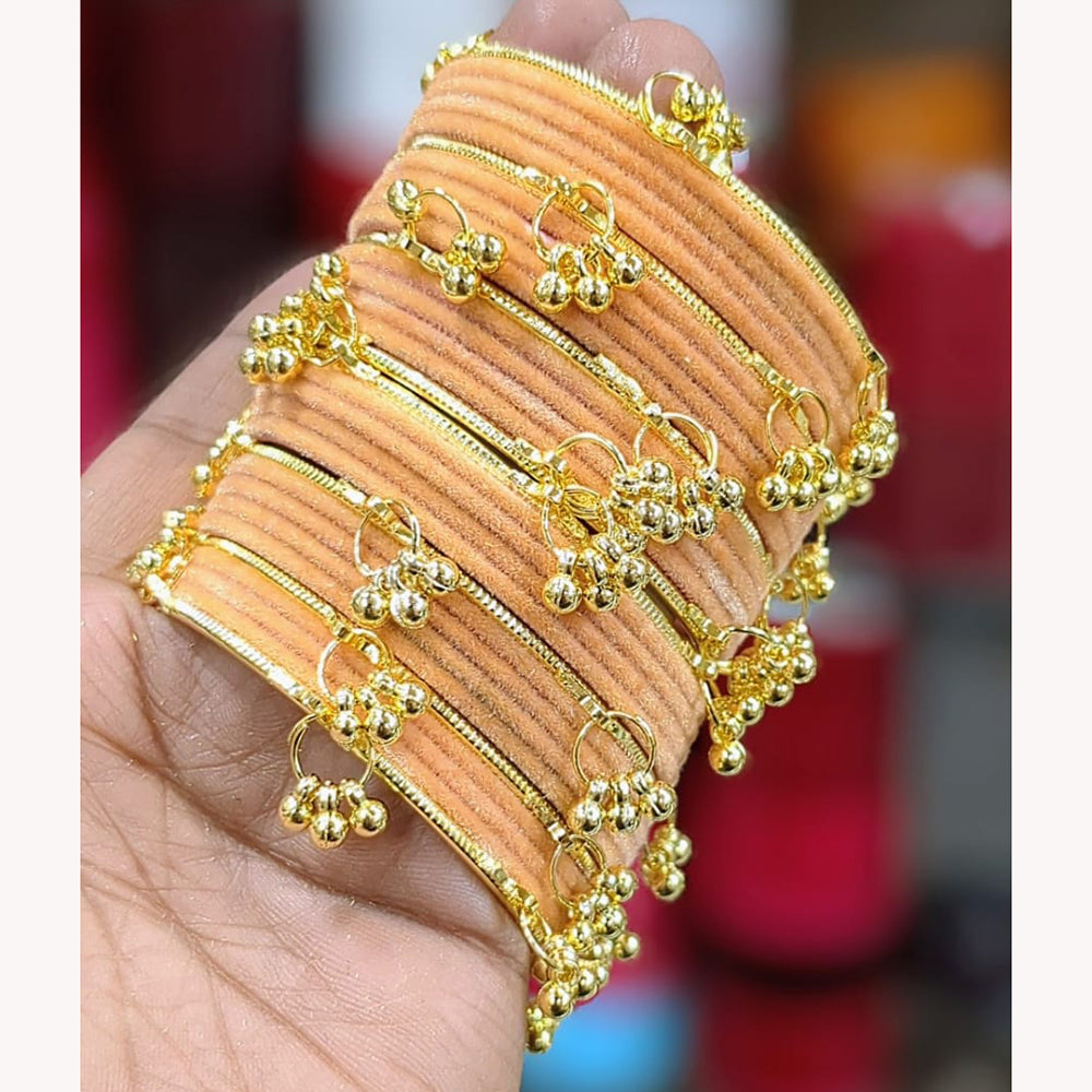 Pooja Bangles Premium Velvet Ghungroo Designer Bangles Set