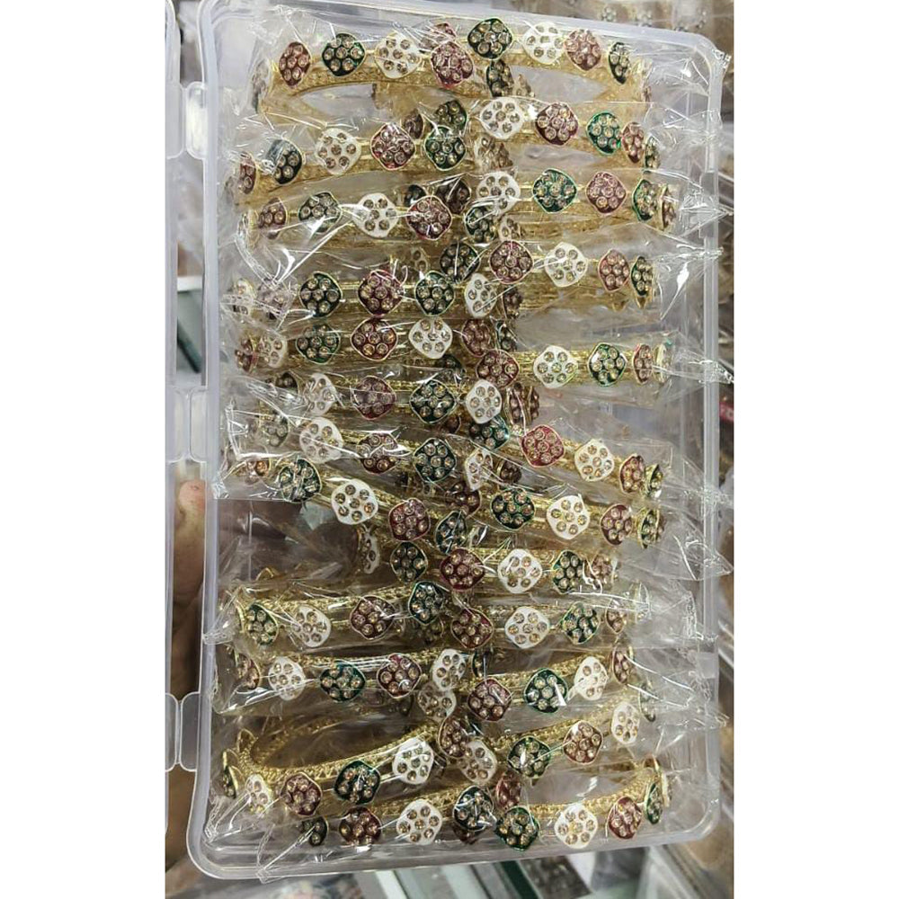 Pooja Bangles Traditional Austrian Stone And Meenakari Bangles Set   (1 Set Only )