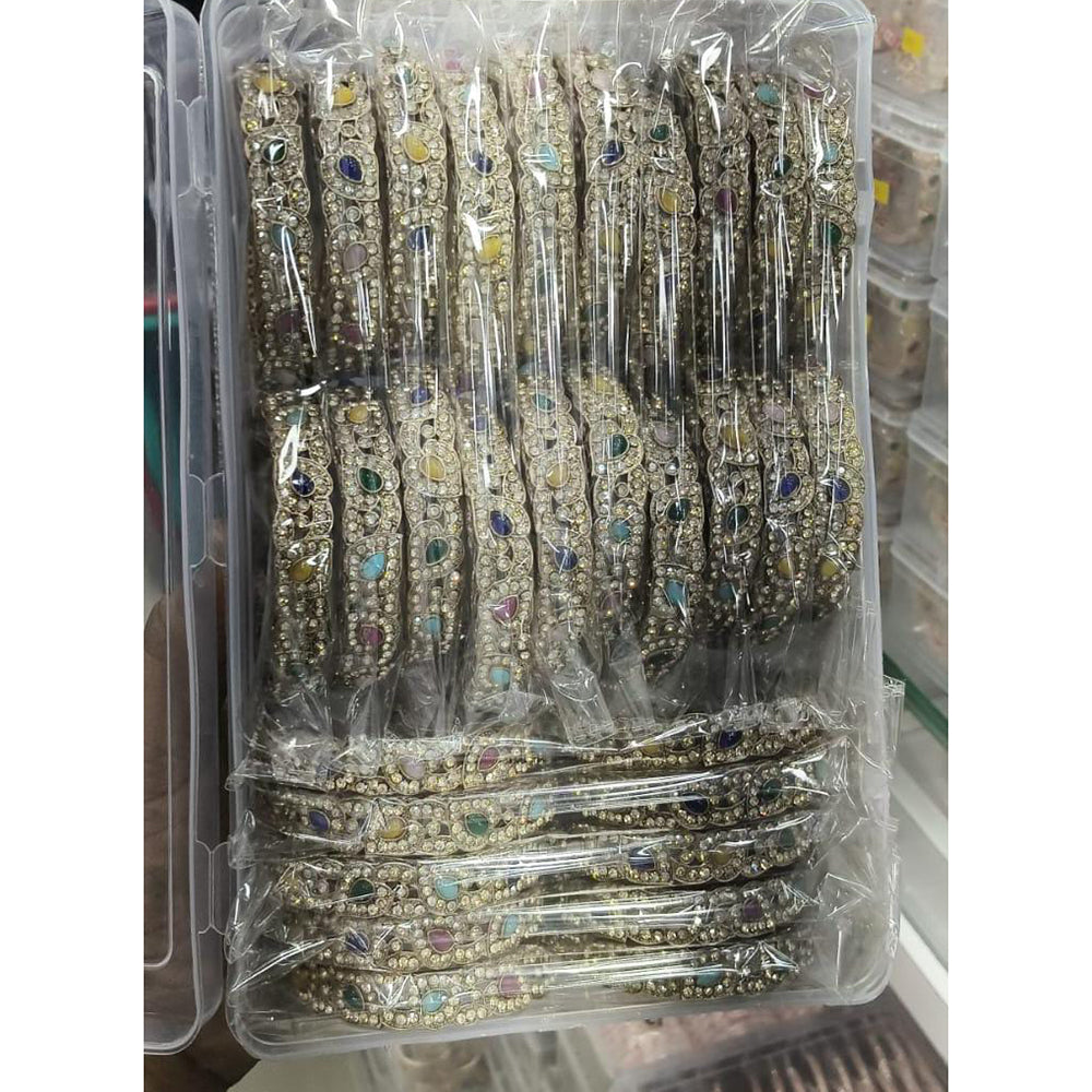Pooja Bangles Royal Pota And Austrian Stone Bangles Set   (1 Set Only )
