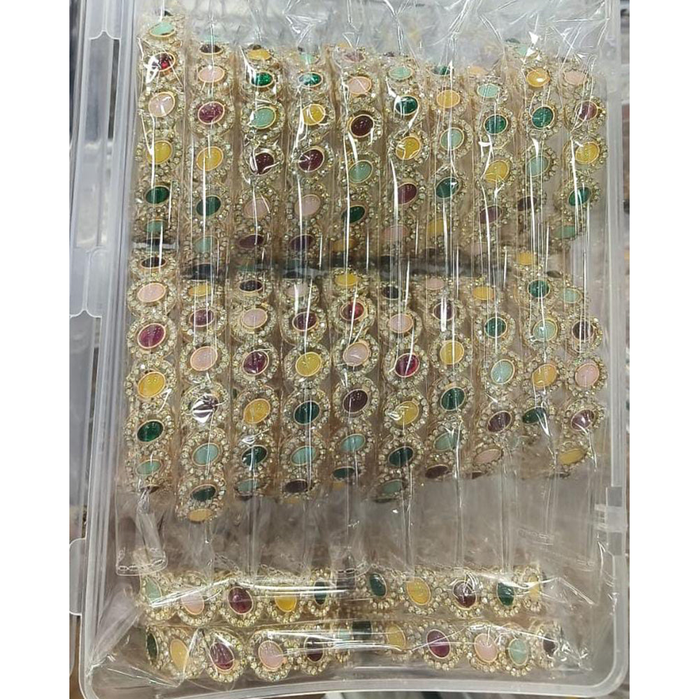 Pooja Bangles Glamorous Austrian Stone And Pota Stone Bangles Set   (1 Set Only )