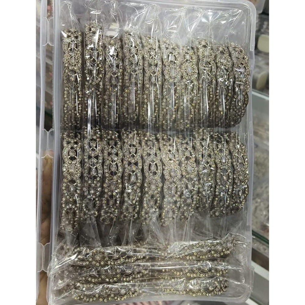 Pooja Bangles Elegant Kundan Stone And Austrian Stone Bangles Set   (1 Set Only )