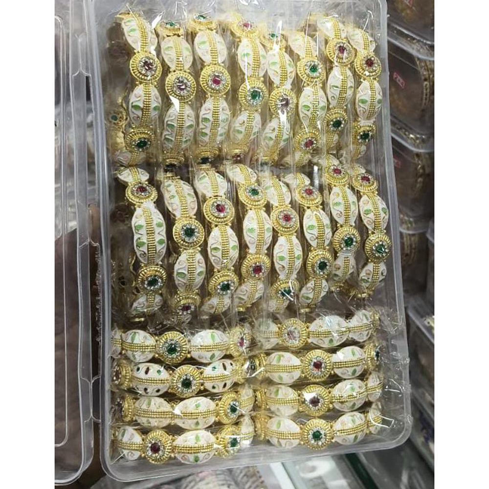 Pooja Bangles Traditional Austrian Stone And Meenakari Bangles Set   (1 Set Only )