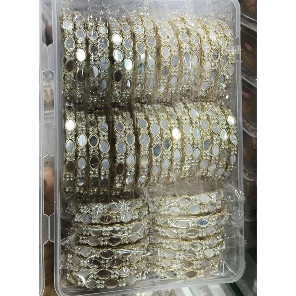 Pooja Bangles Glamorous Mirror And Austrian Stone Bangles Set   (1 Set Only )