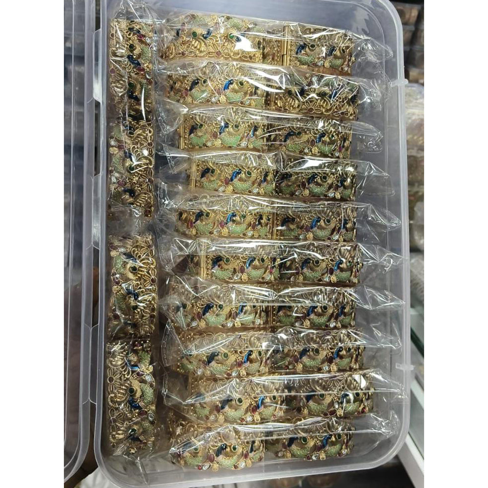 Pooja Bangles Traditional Pota Stone And Meenakari Openable Bangles Set  (1 Set Only )