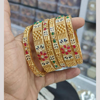 Pooja Bangles Designer Pota Stone And Meenakari Bangles Set   