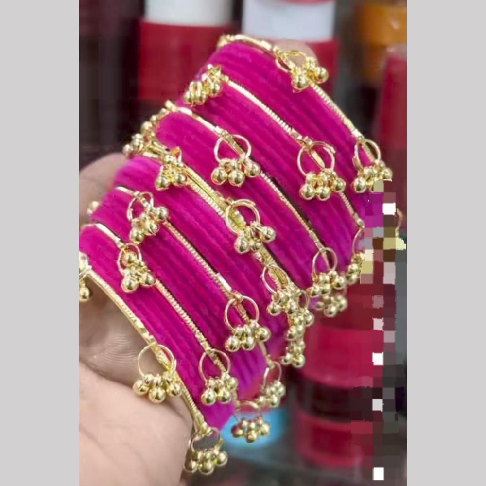 Pooja Bangles Designer Velvet And Pearl Kashmiri Bangles Set
