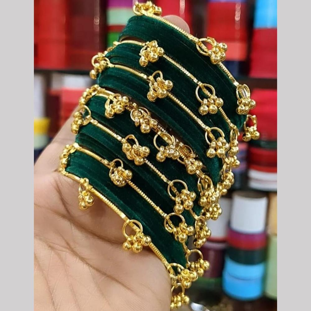 Pooja Bangles Designer Velvet And Pearl Kashmiri Bangles Set