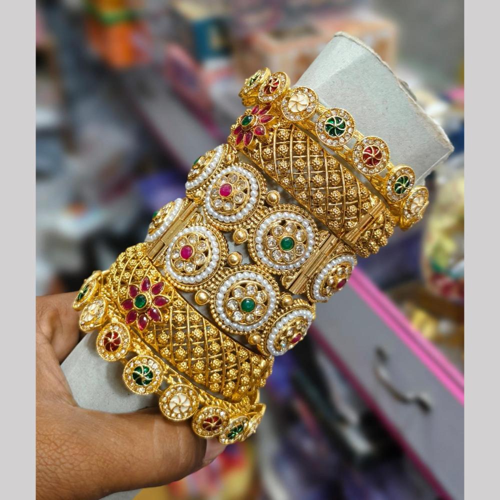 Pooja Bangles Pota Stone And Pearl Designer Bangles Set
