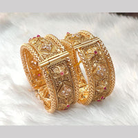 Pooja Bangles Pota Stone And Pearl Designer Openable Bangles Set