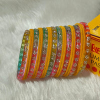 Pooja Bangles Glamorous Austrian Stone Velvet Glass Bangles Set