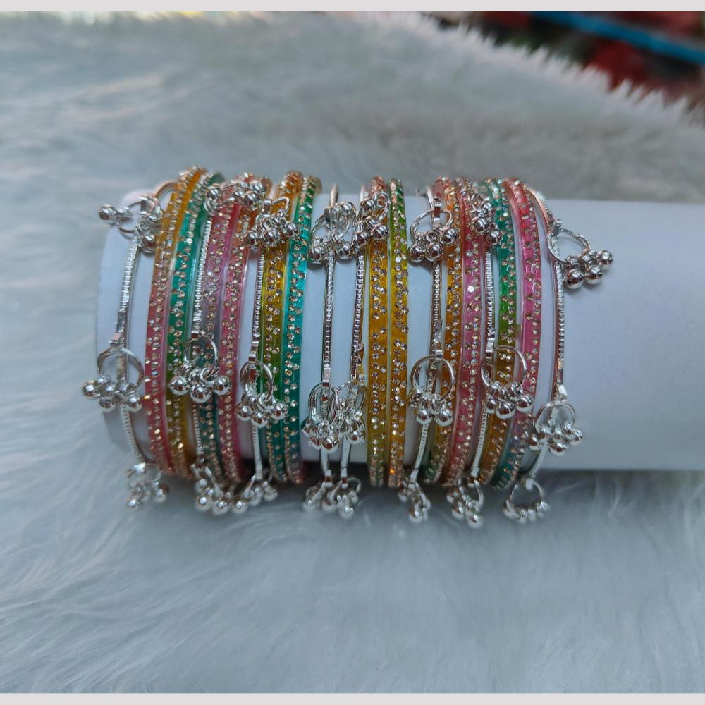 Pooja Bangles Classic Kashmiri Ghungroo Raindrop Glass Bangles Set 