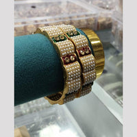 Pooja Bangles Classic Austrian Stone And Pearl Meenakari Bangles Set
