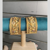 Pooja Bangles Classic Pota Stone And Meenakari Openable Bangles Set