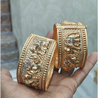 Pooja Bangles Classic Pota Stone And Meenakari Openable Bangles Set