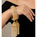 Pooja Bangles Heritage Pota Stone And Pearl Bangles Set