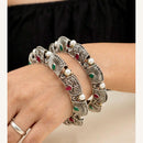Pooja Bangles Oxidised Finish Pota Stone And Pearl Designer Bangles Set