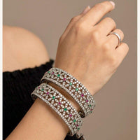 Pooja Bangles Oxidised Finish Austrian Stone Designer Bangles Set