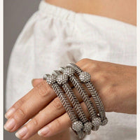 Pooja Bangles Oxidised Finish Austrian Stone Designer Bangles Set