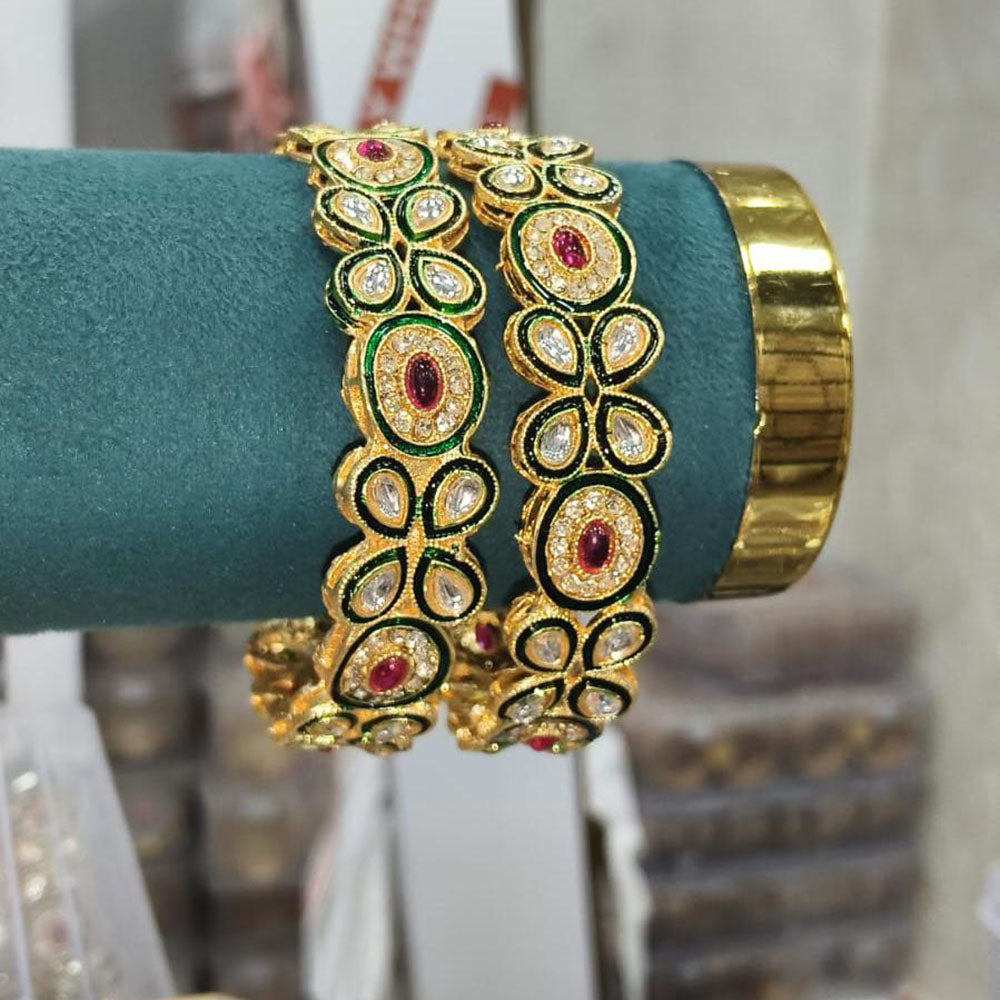Pooja Bangles Elegant Pota Stone And Austrian Stone Bangles Set