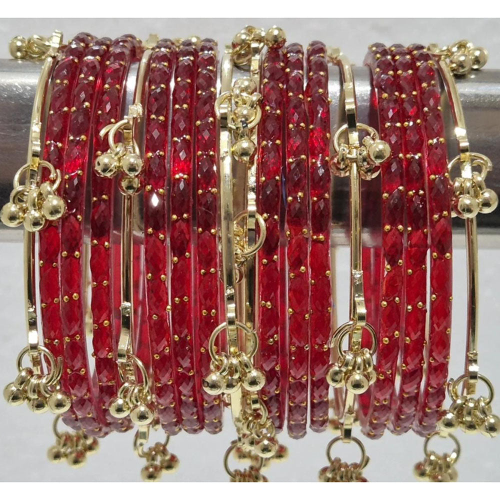 Pooja Bangles Classic Kashmiri Ghungroo Raindrop Glass Bangles Set