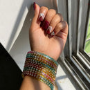 Pooja Bangles Stylish Austrian Stone Multi Color Glass Bangles Set