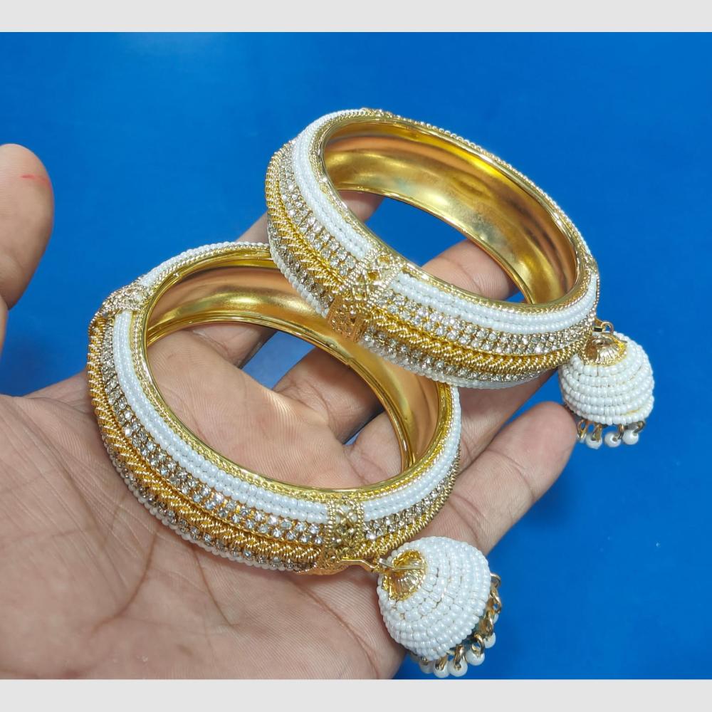Pooja Bangles Classic Austrian Stone And Pearl Bangles Set