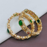 Pooja Bangles Elegant Pota Stone And Austrian Stone Bangles Set