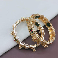 Pooja Bangles Elegant Pota Stone And Pearl Bangles Set