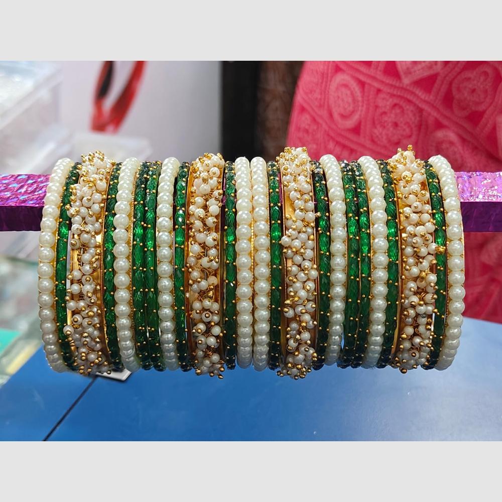 Pooja Bangles Sparkling Raindrop And Pearl Designer Bangles Set for Women