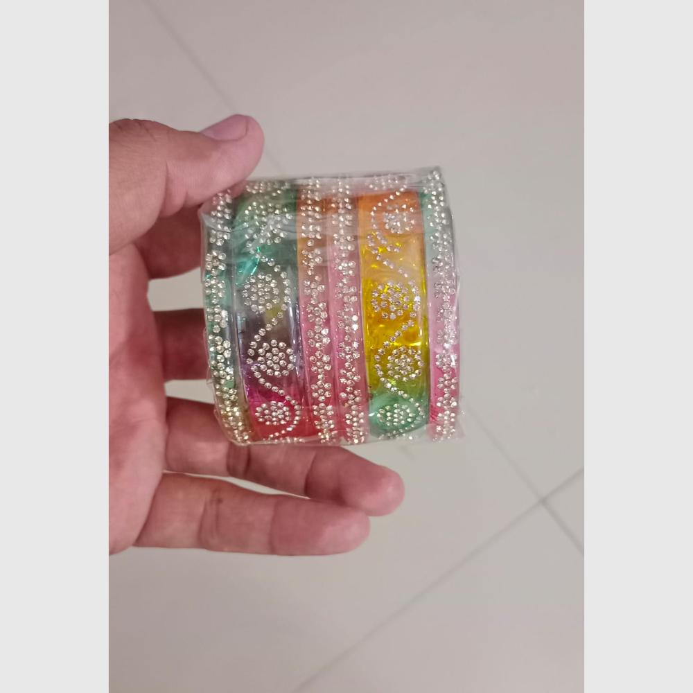 Pooja Bangles Stylish Austrian Stone Multi Color Bangles Set