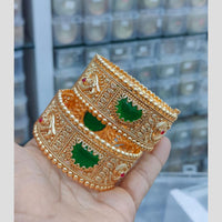 Pooja Bangles Traditional Pota Stone Openable Bangles Set for Women 