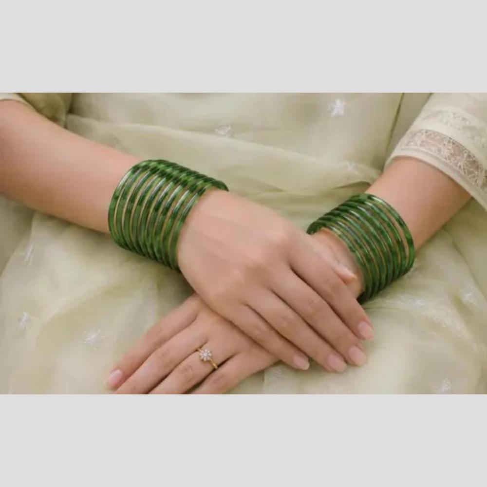 Pooja Bangles Luxury Plain Glass Pearl Wedding Wear Bangles Set