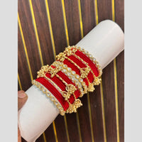 Pooja Bangles Kundan Stone Pearl Kashmiri Glass Designer Bangles Set