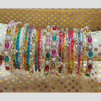 Pooja Bangles Pota Stone And Pearl Kashmiri Glass Designer Bangles Set