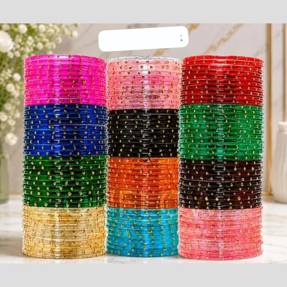 Pooja Bangles Raindrop Multi Color Special Occasion Glass Bangles Set