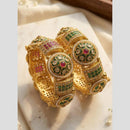 Pooja Bangles Traditional Pota Stone And Pearl Openable Bangles Set for Women 