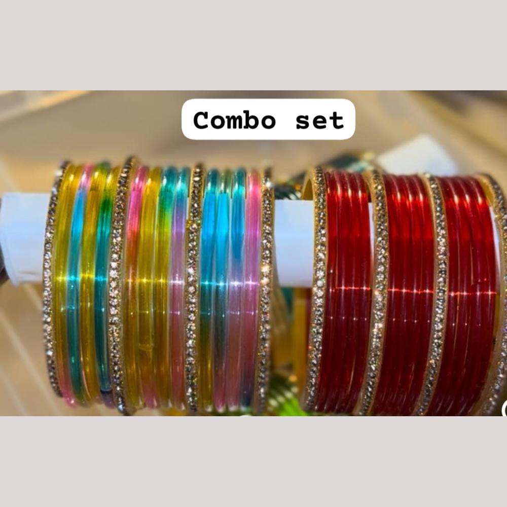 Pooja Bangles Austrian Stone Glass Fancy Bangles Set
