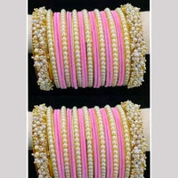 Pooja Bangles Premium Velvet Pearl Bangles Set For Women