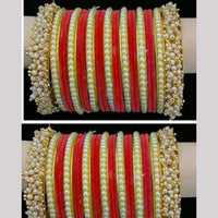 Pooja Bangles Premium Velvet Pearl Bangles Set For Women