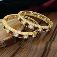 Pooja Bangles Elegant Polki Kundan Stone Designer Bangles Set
