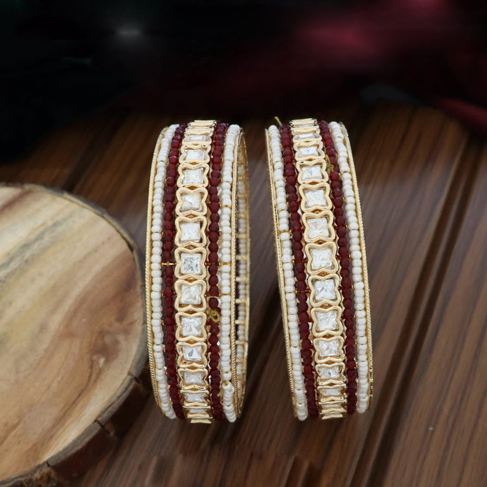 Pooja Bangles Elegant Polki Kundan Stone And Pearl Designer Bangles Set