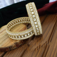 Pooja Bangles Elegant Polki Kundan Stone And Pearl Designer Bangles Set